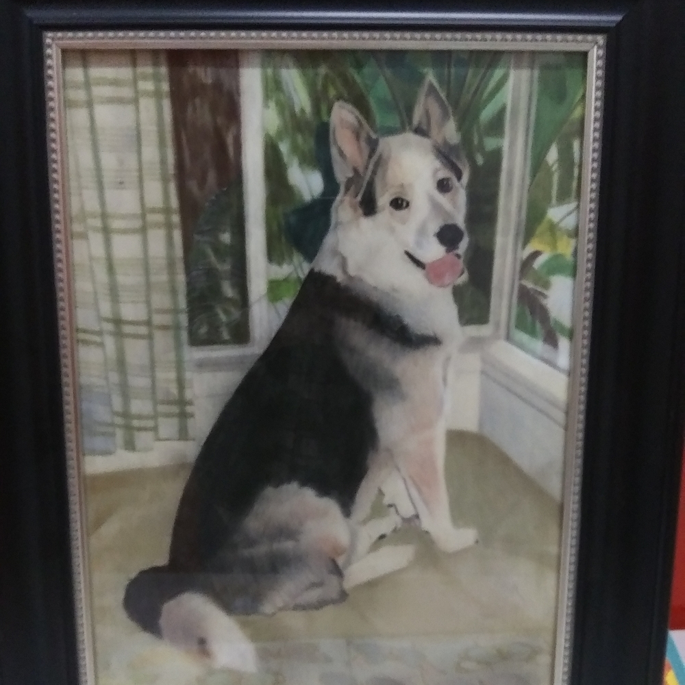 Vintage Pastel German Shepherd Dog / Artist: Saks
